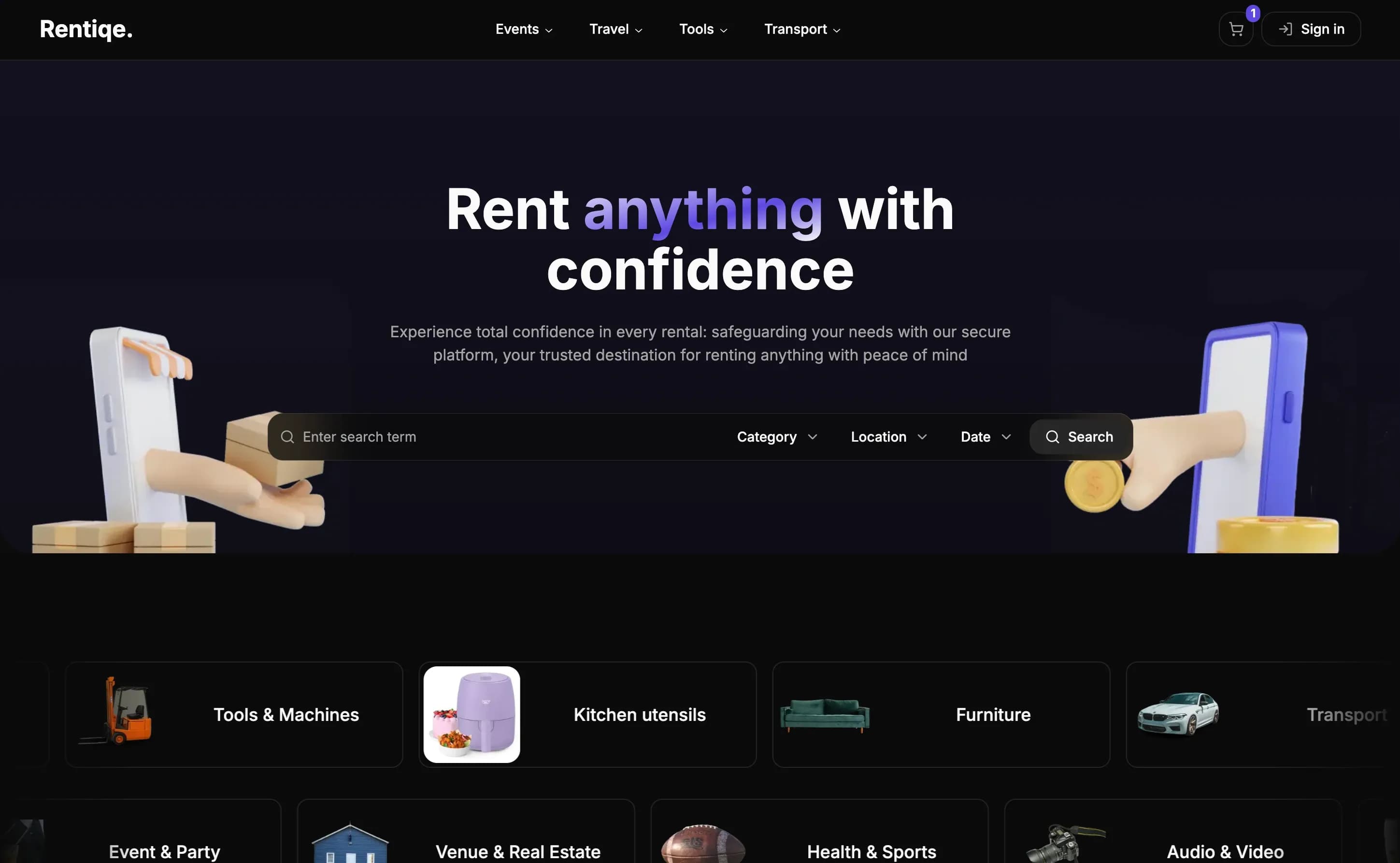 Rentiqe home page